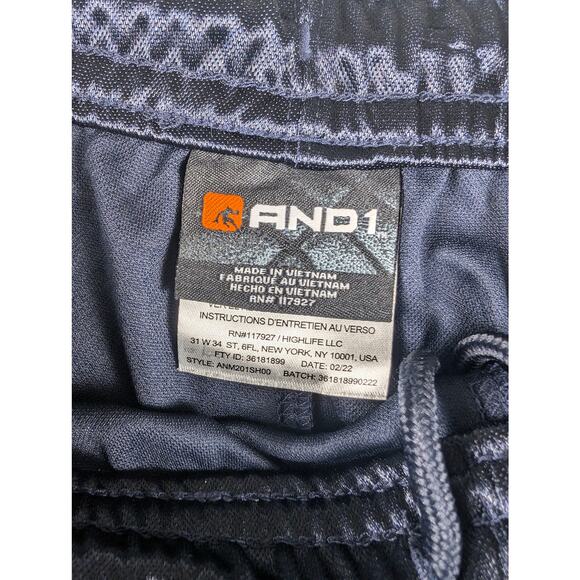 AND1 Shorts Men's Navy Blue Mesh Basketball Pull On Size 2XL Activewear - Picture 3 of 6